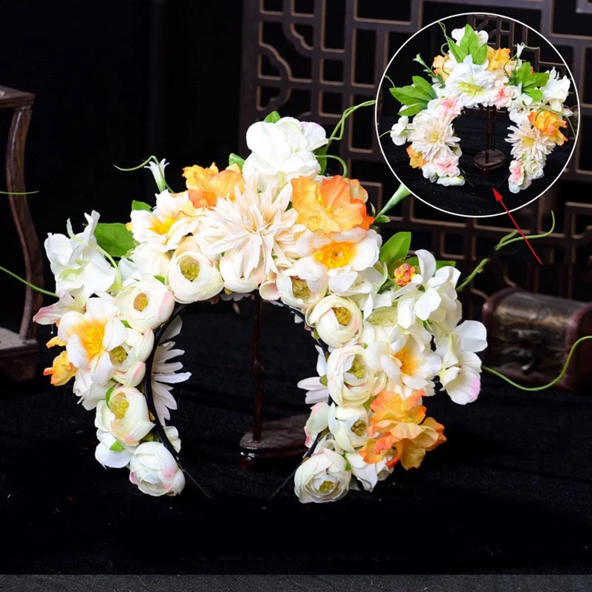 Doppelseitiges Blumen-Stirnband, Mexika-Rose, Blumenkrone, Haarband, modisch, für Damen, Braut, Haarschmuck, Brautgirlanden