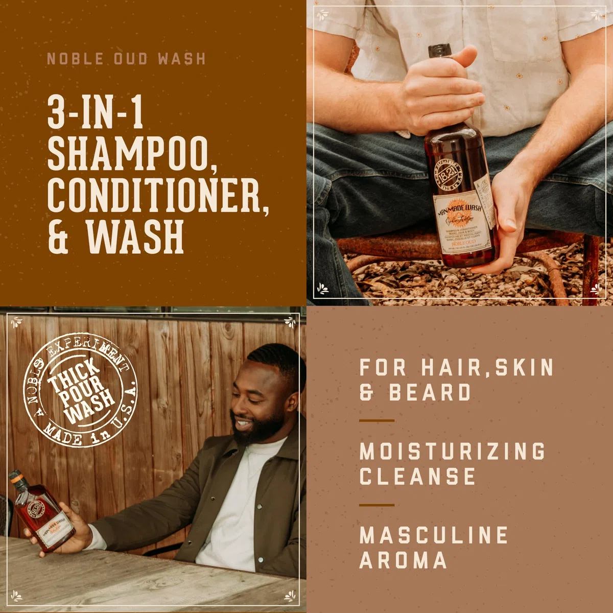 Man Made Wash Noble Oud 18.21 Man Made for Men 32 oz 3-in-1 Shampoo, Conditioner und Body Wash