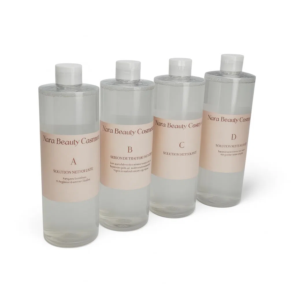 Nara Beauty Cosmetics Set für Hydrafacial-Maschinen, 4 x 500 ml, Reinigungslösungen, Behandlung, Feuchtigkeitsversorgung und Maschinenpflege