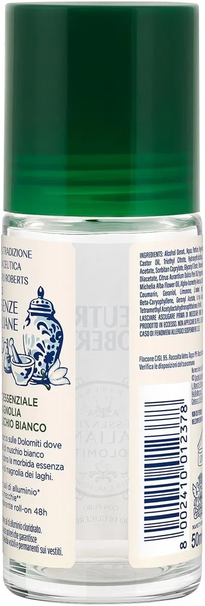 12x Neutro Roberts Dolomiti Roll-on Deodorant, 50 ml, mit Glycerinöl, 48h Schutz, ohne Aluminiumsalze, für Damen und Herren,+ Italy Shop Service Kostenloser Schlüsselanhänger