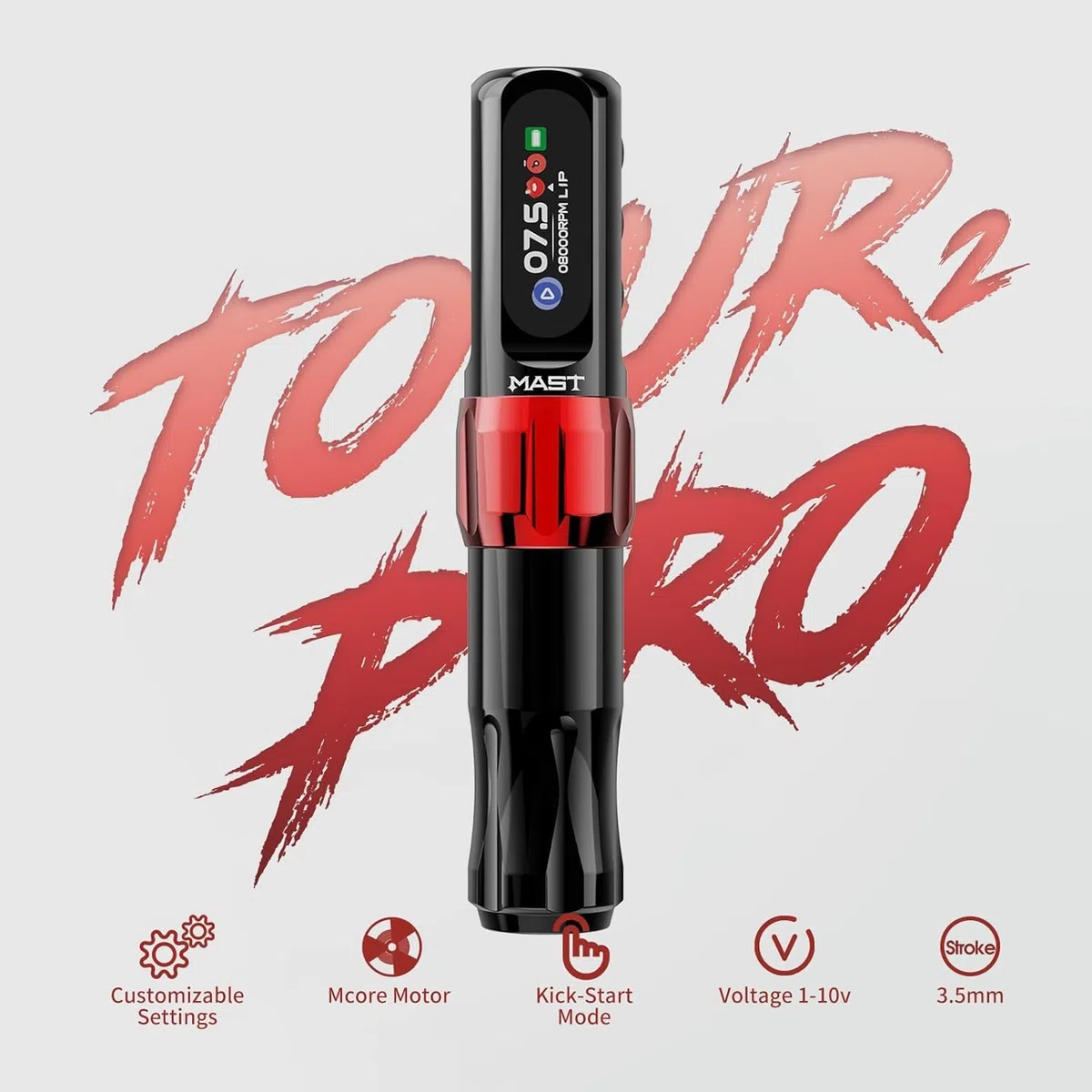Mast Tour2 Pro Kabellose Tattoo Maschine Kartuschen-System für Linien- und Schattierungsarbeiten Rosa