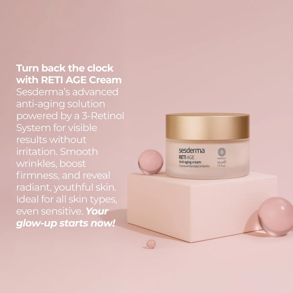 Sesderma | Reti Age Anti-Aging-Creme | Anti-Aging-Pflege | Reife Haut | Retinol | Anti-Falten-Creme | Erste Anzeichen der Hautalterung