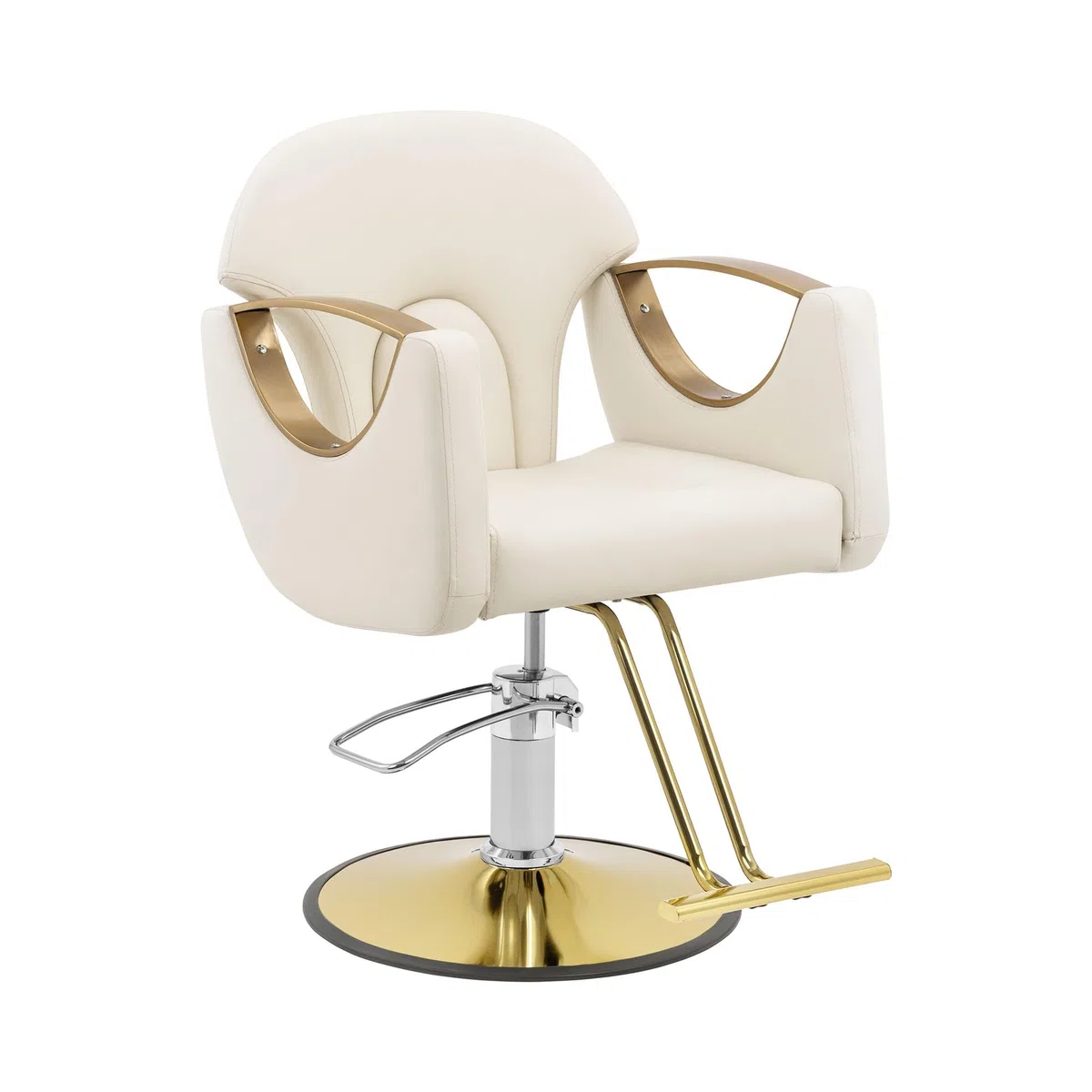 Physa Friseurstuhl mit Fußstütze Sitzhöhe 55-65 cm 180 kg Beige Barberstuhl höhenverstellbar