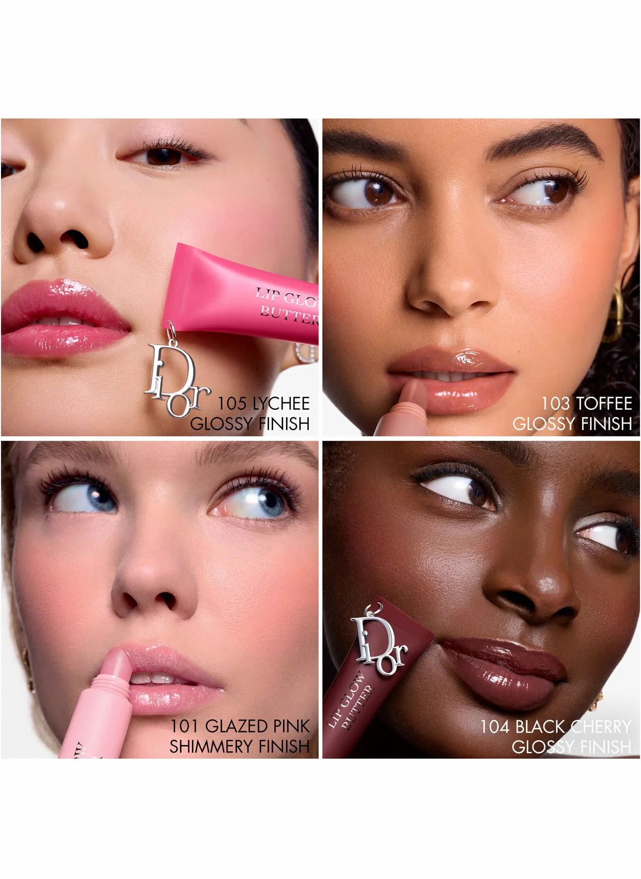Dior Addict Lip Glow Butter, feuchtigkeitsspendender Lippenbalsam, glänzend, 5 Töne, natürliche Formel 90 %, 24 Stunden Feuchtigkeit (105 Lychee)