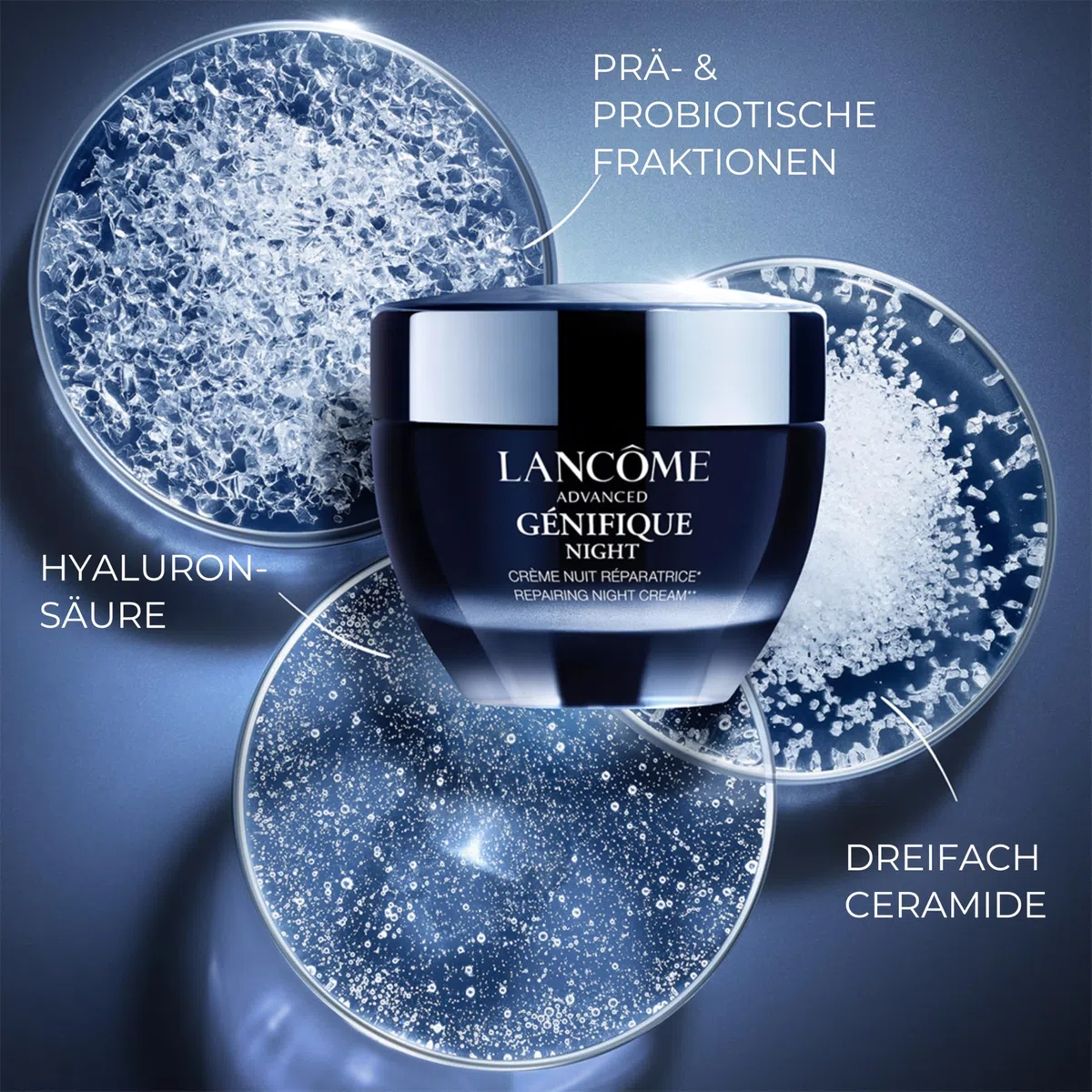 Lancôme Advanced Génifique Nuit Nachtcreme, intensive Regeneration der Hautschutzbarriere und tiefenwirksame Feuchtigkeitspflege über Nacht, für ein strahlend jugendliches Hautbild, 50ml