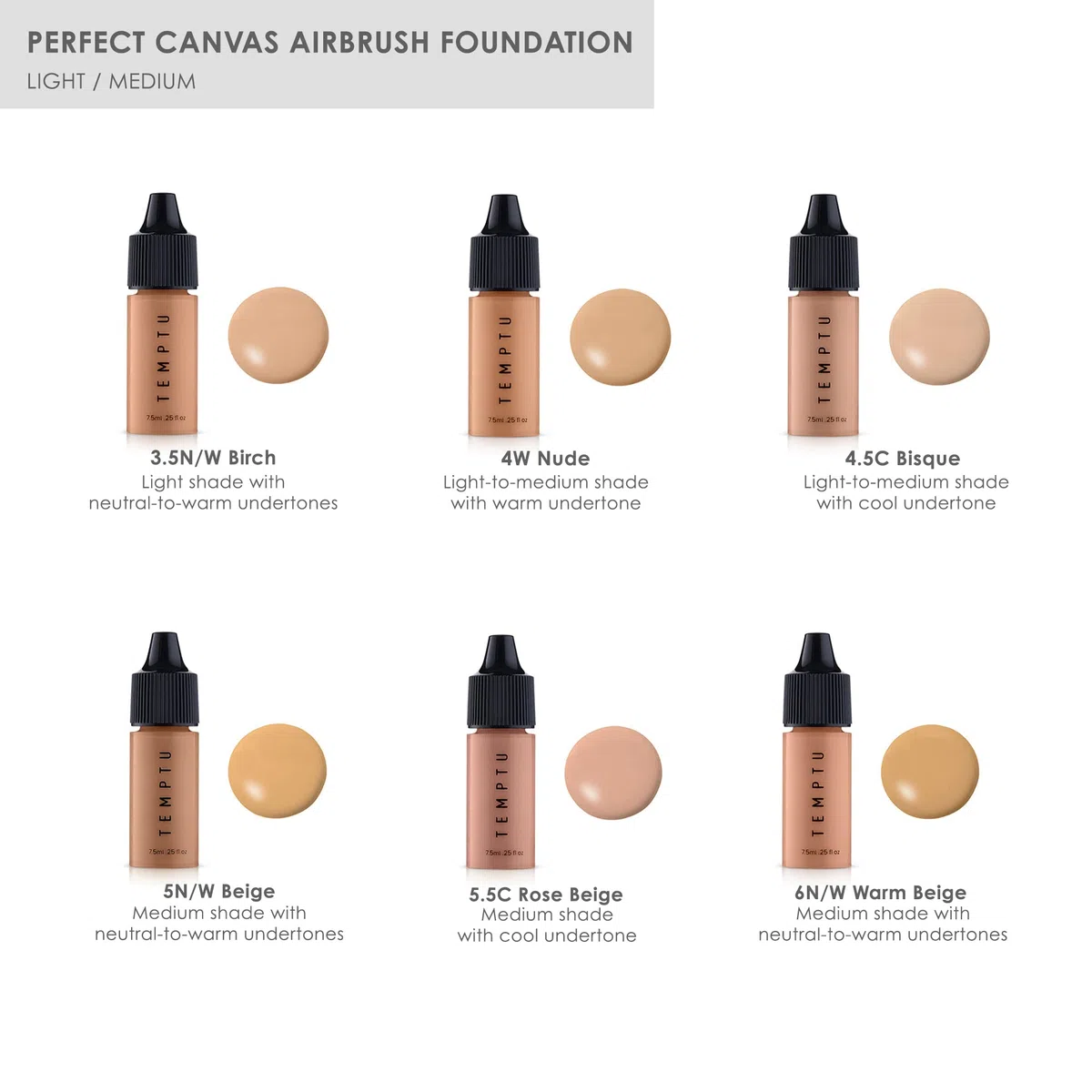 TEMPTU 24-Hour Hydra Lock Airbrush Foundation 6-pack light/medium