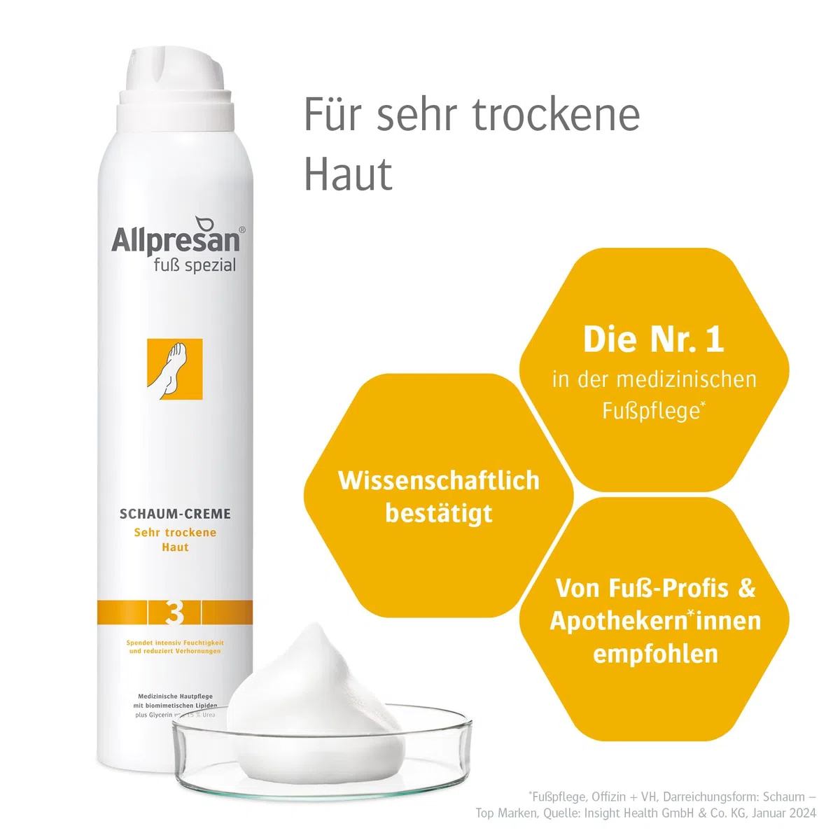 Allpresan Fuß spezial Nr. 3 Schaum-Creme - Fußcreme für sehr trockene Füße - Zur täglichen Fußpflege sehr trockener Haut 200 ml (3)
