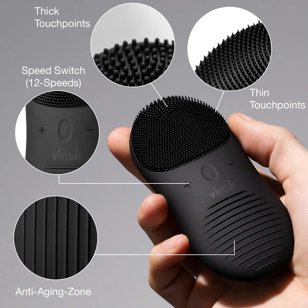 Silikon Gesichtsreinigungsbürste elektrisch mit Vibration | Unisex Gesichtsbürste mit 12 Stufen für porentiefe Reinigung | Wasserdichte Reinigungsbürste Gesicht I Gesichtsreinigungsgerät