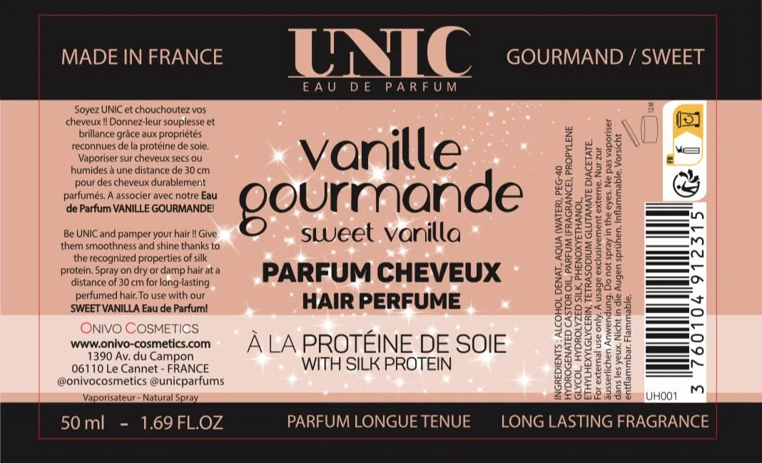 UNIC - Parfum Cheveux, Vanille Gourmande, 50 ml (Packung mit 2)