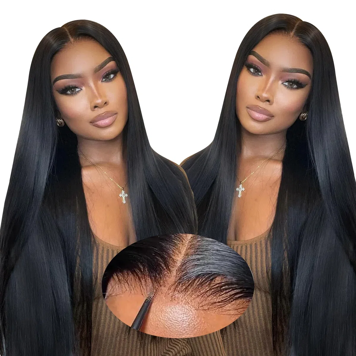Oxeyegirl 18 Zoll 9x6 Straight 200% Density Glueless Wig HD Lace Front Human Hair Wigs For Black Women Pre Plucked Pre Cut 46cm