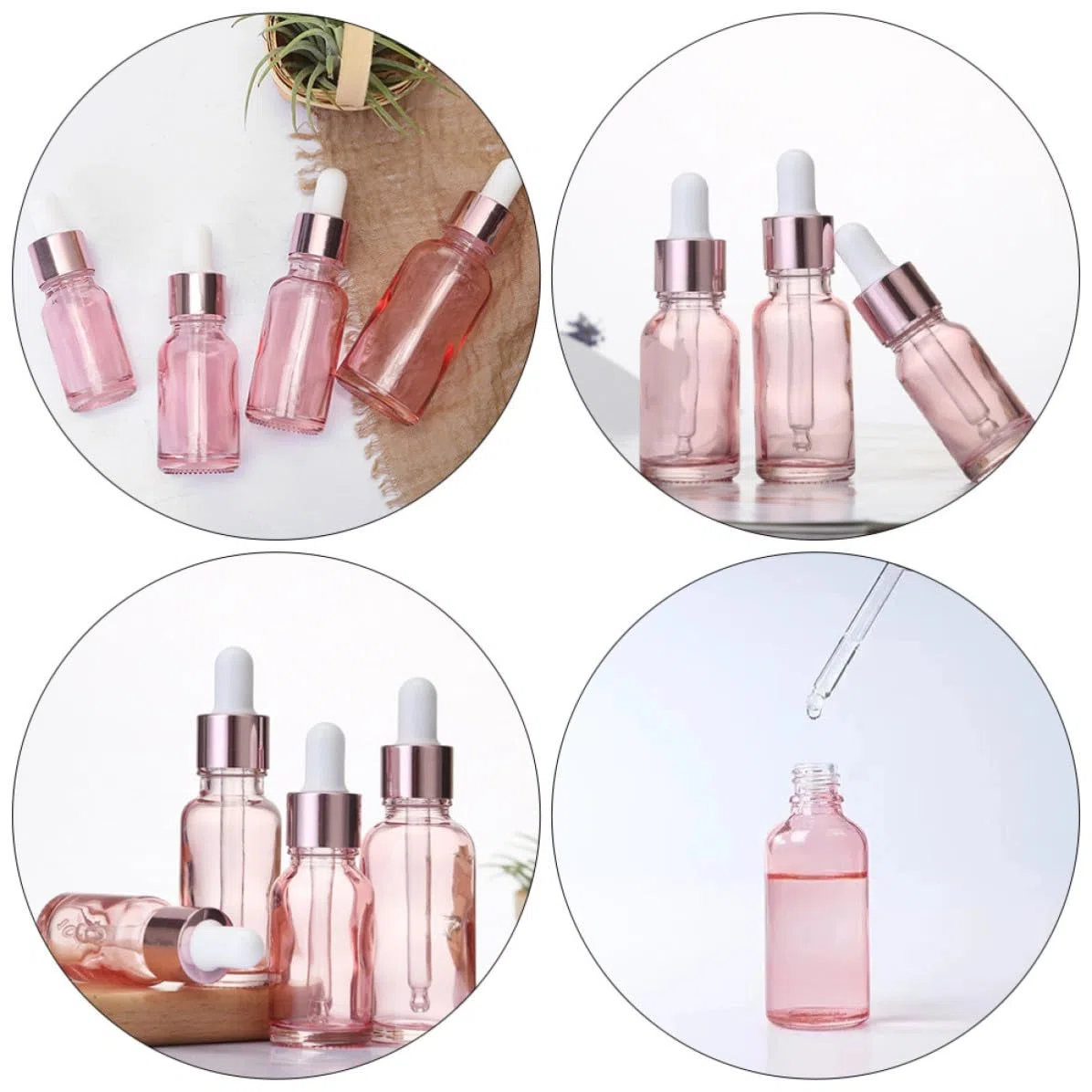 HOMSFOU 30 Stück Rosa Glas Parfümflakons 20ml zum Befüllen Praktische und Befüllbare Fläschchen mit Pipette für Handgemachte Mischungen und Parfüms