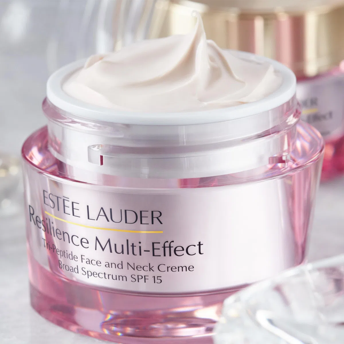 Estée Lauder Resilience Multi-Effect Tri-Peptide Face and Neck Cream SPF 15 | Aufpolsternde Gesichtscreme mit Peptiden | Lässt die Haut fester wirken & mildert Linien & Falten | Mit LSF 15, 50ml