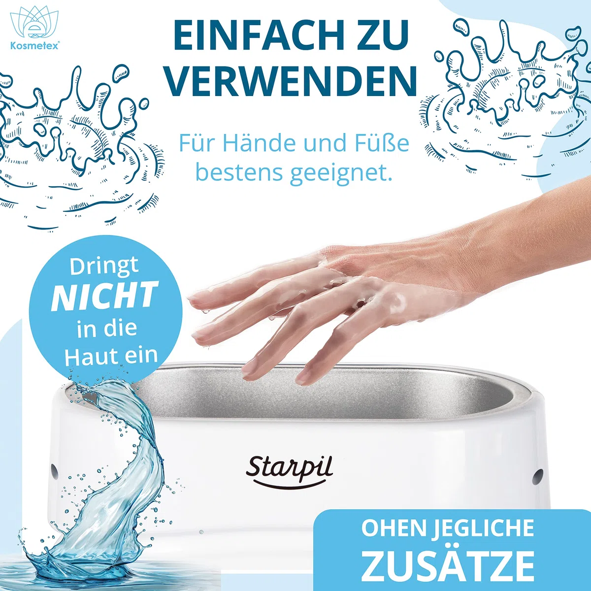 Kosmetex Paraffin-Bad Neutral – Wärmebad für Hände + Füße – Wohlbehagen für Gelenke – Geeignet für Ergotherapie und Physiotherapie – Parfümfrei – Wachsblock (10x 500ml)