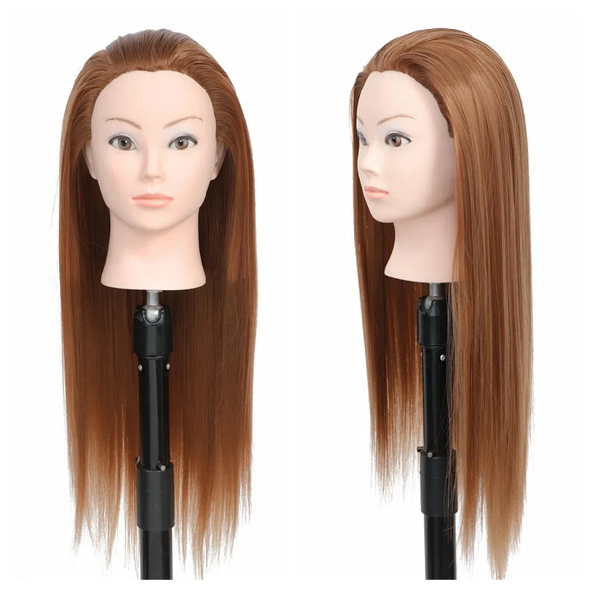 Mannequin Head mit Ständer Haarpuppe zum Üben Echtes Haar 55cm/22in für Haarstyling, Friseurausbildung, Flechten-30#