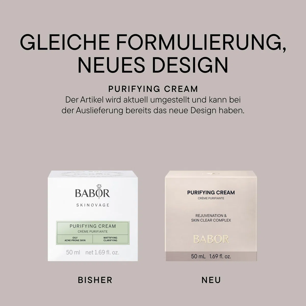 BABOR SKINOVAGE Purifying Cream, Gesichtscreme für unreine Haut, Klärende und porenverfeinernde Gesichtspflege, Vegane Formel, 50 ml
