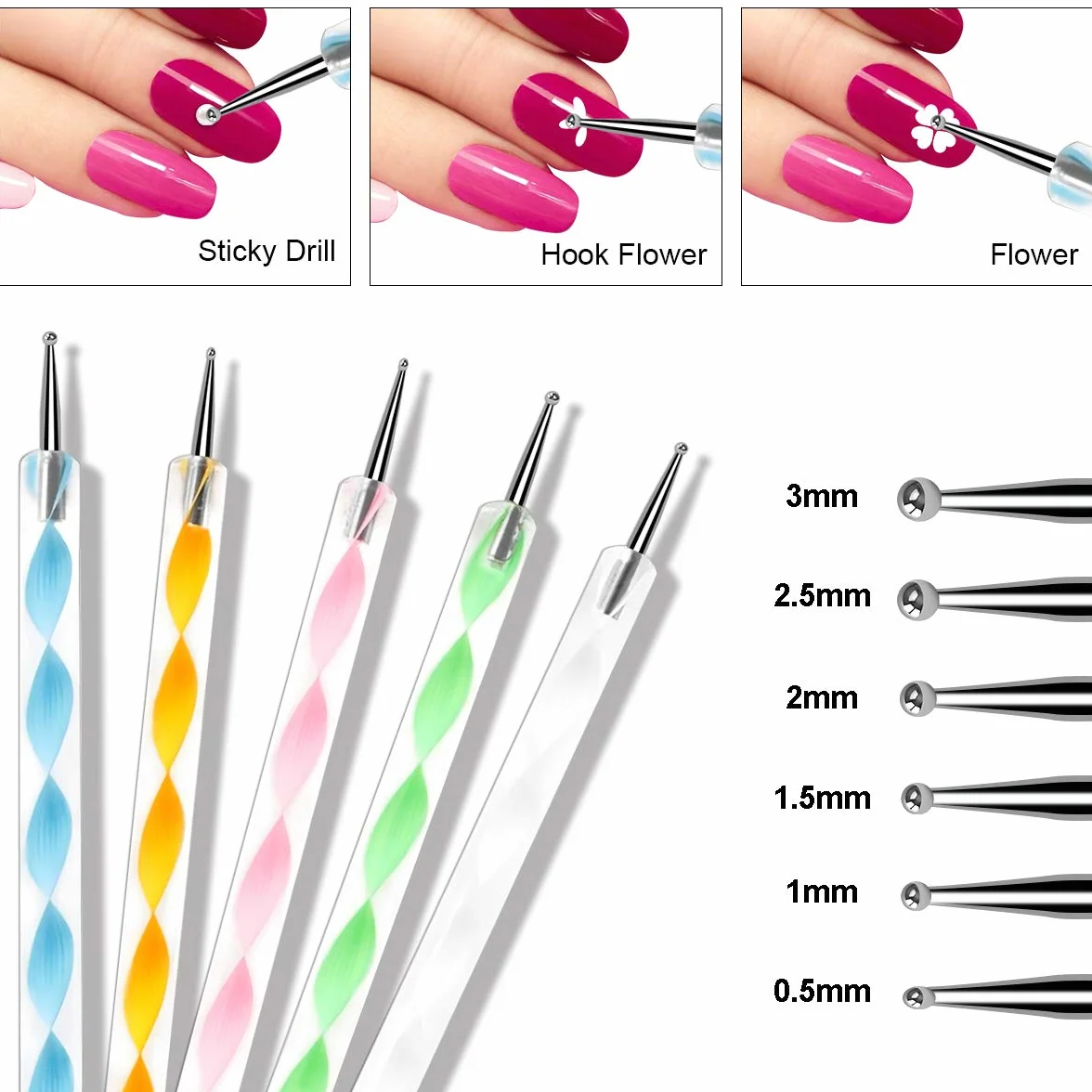 URAQT 20 Stück Nagel Pinsel Set, Nageldesign-Stifte Brush, Acryl Nagel Kunst Pinsel, Nagelbürste Professionell Malerei Pen für gelnägel UV-Gel Nageldesign Nail Art