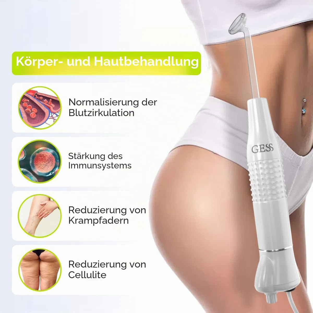 GESS SuperNova Darsonval Hochfrequenzgerät für Gesicht und Haare, Anti Aging Gesichtsmassagegerät, Akne Behandlung, Faltenreduzierung, Hautpflege Kosmetik Gerät