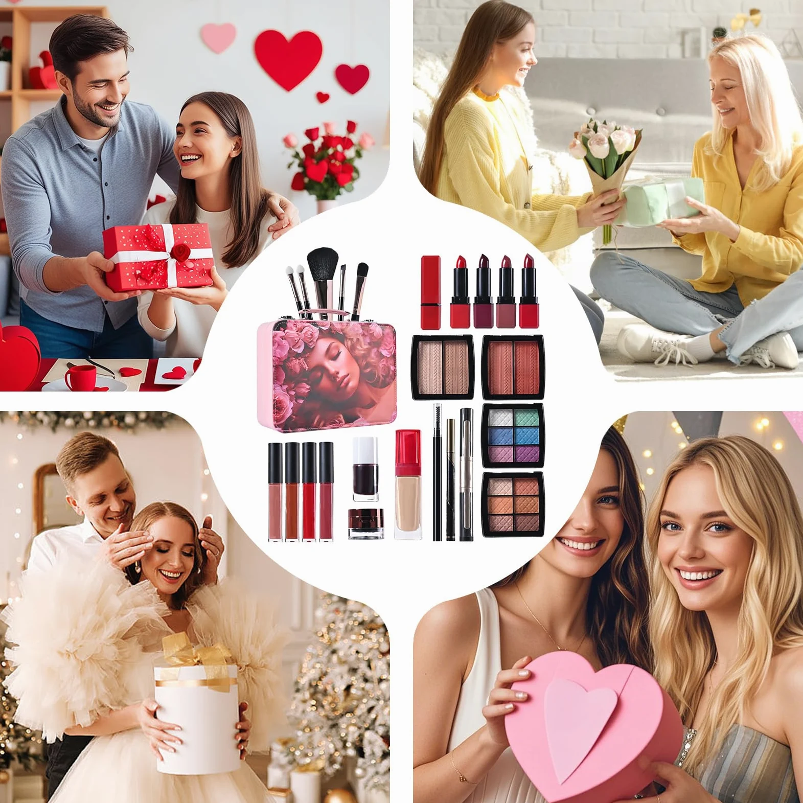 Schmink-Set Für Frauen Wasserfester Lippenstift Kosmetik | Tragbares Anfänger Make-up Set für Damen, Mütter, Freundinnen und Bühnenauftritte