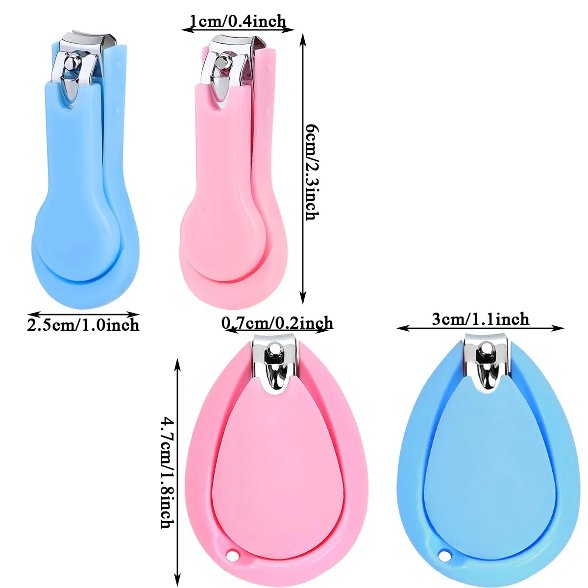Nagelknipser, Edelstahl, Nagelknipser, Zehennagelknipser für Mädchen und Frauen, 4 Stück