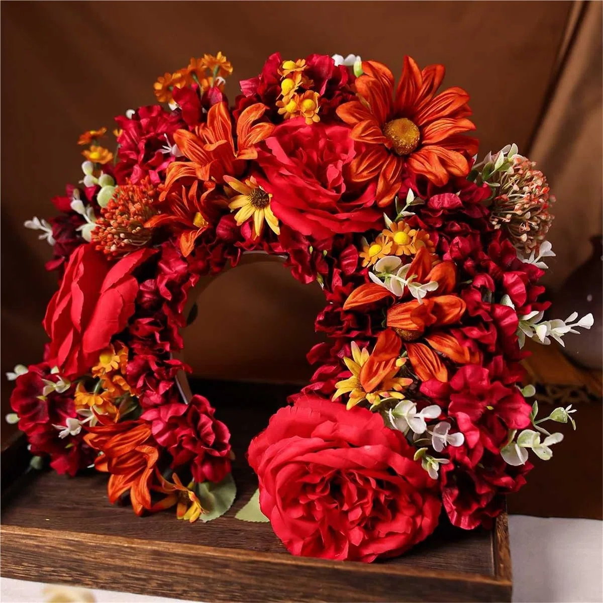Women Head-Dress Colorful Flower Headband Hair Wreath Wedding Party Costume Headpiece For Bridal Fashion Accessory(14)