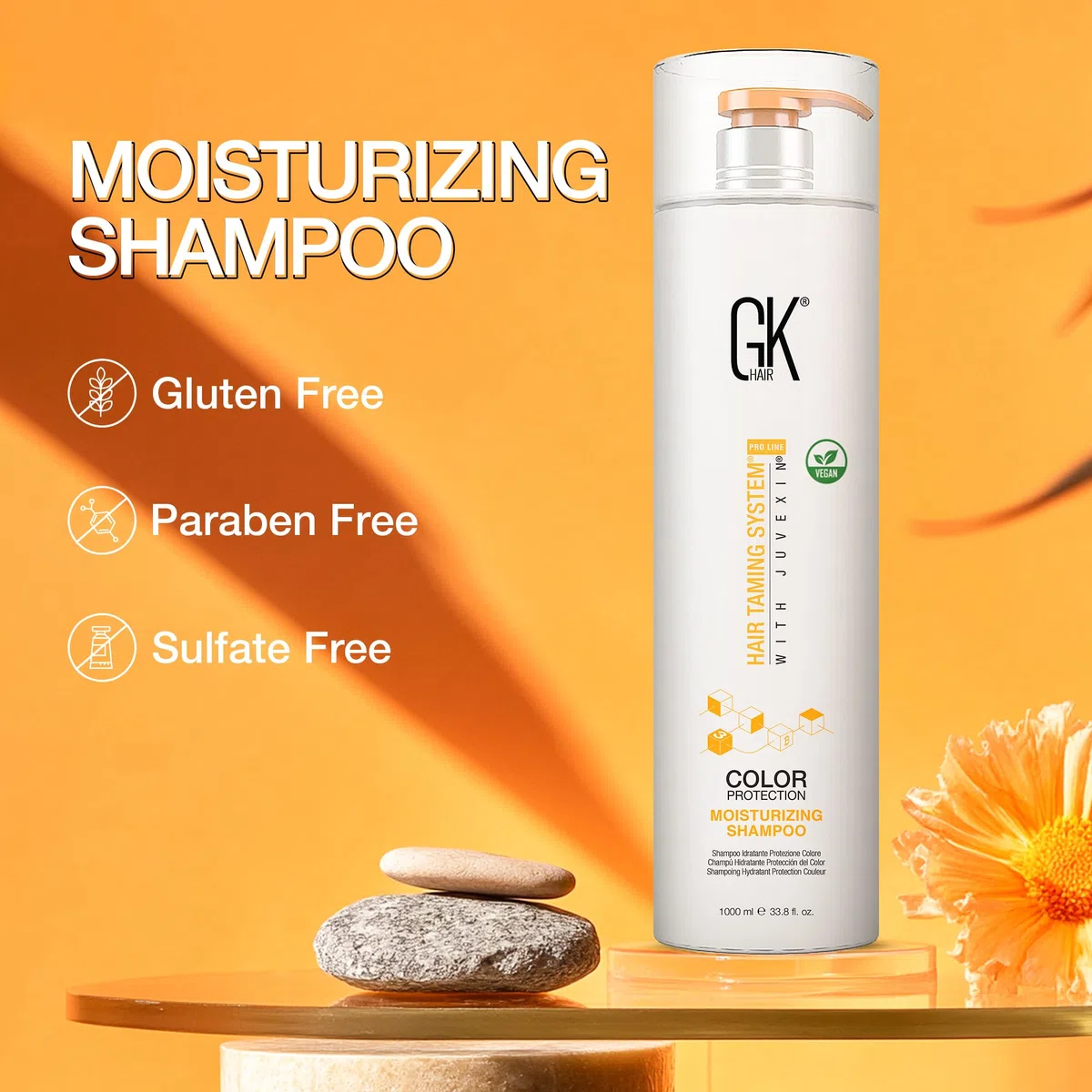 GK HAIR Global Keratin Moisturizing Shampoo (33.8 Fl Oz/1000ml) Pflegt gründlich für trockenes und geschädigtes Haar - Shampoo für Damen und Herren