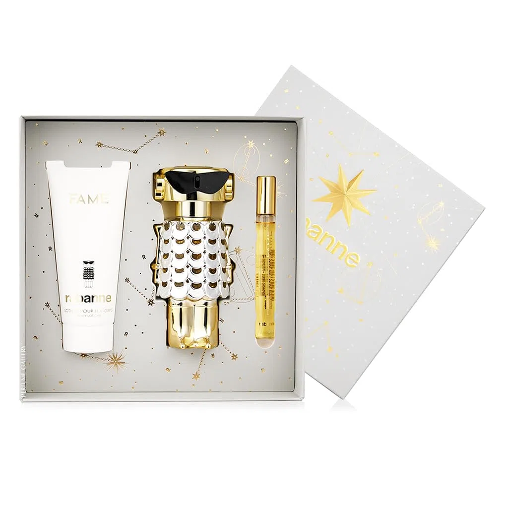 Rabanne Fame Eau de Parfum 80 ml Geschenkset 2025 (enthält 80 ml Eau de Parfum, 100 ml Bodylotion und 10 ml Reisespray)
