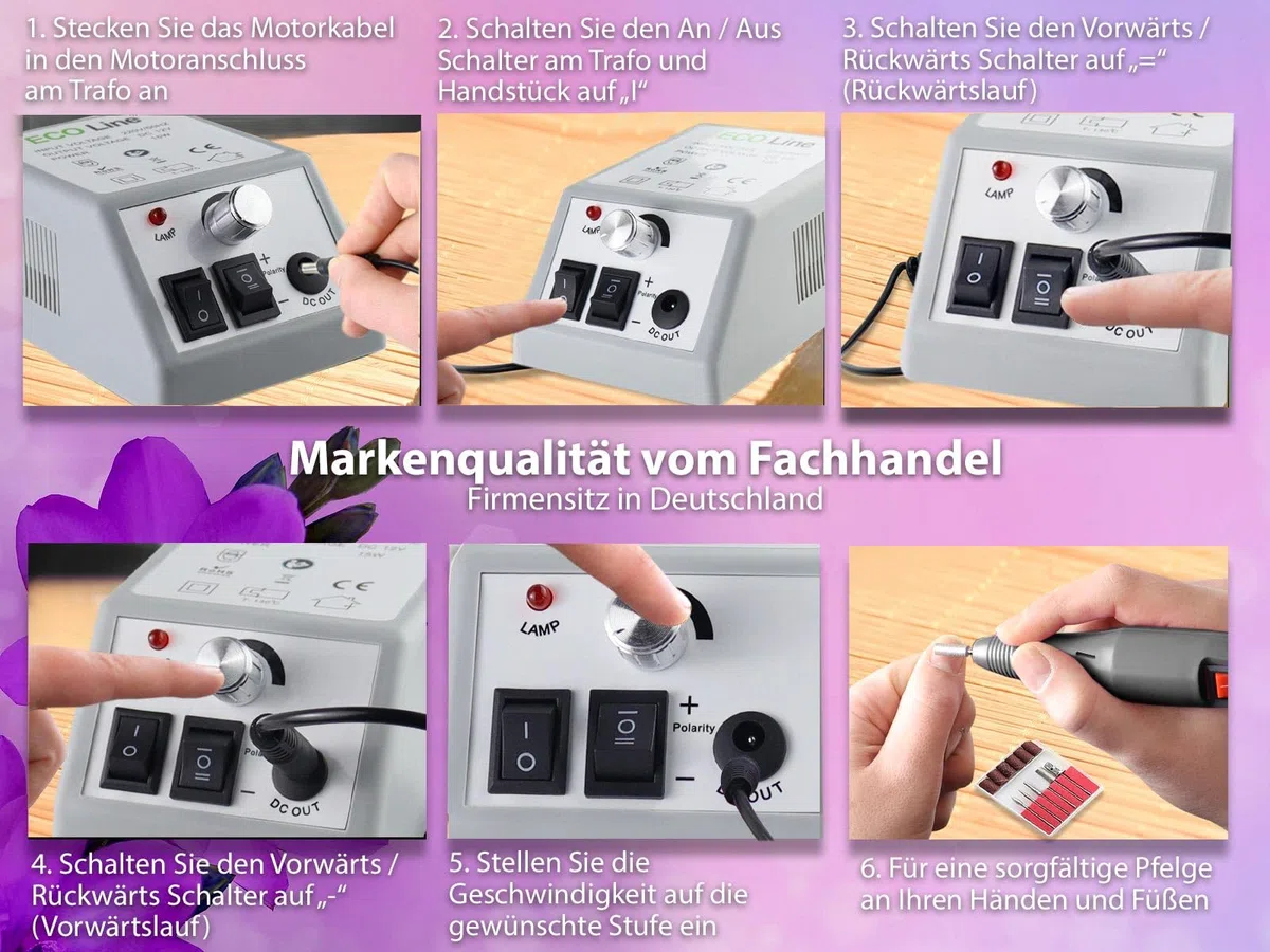 Fußpflegegerät elektrisches Pediküre-Set mit Nagelzangen-Set zur Fußpflege | 20.000 U/min für Fräserstifte Fußpflegeset zur Hornhautentfernung Maniküre Handpflege für gepflegte Füße und Fingernägel