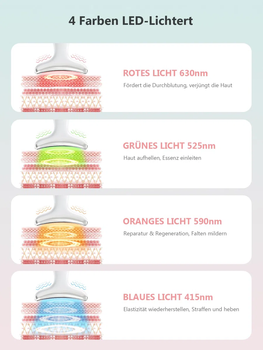 Gesichtsmassagegerät Face Gesicht Falten Gerät: Anti Gegen Falten Beauty Device 5℃ kalte und 45℃ Wärme - EMS Massage Gerät Gesicht 6 Modi 4 Farben LED - Lifting Straffung Gesichtsmassage Damen Herren