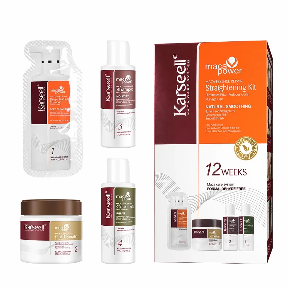 Karseell Keratin Haarglättung Set, 12 Wochen Professionelle Haarglättung für den Heimgebrauch, Glätten und Glattes Haar, für Alle Haartypen