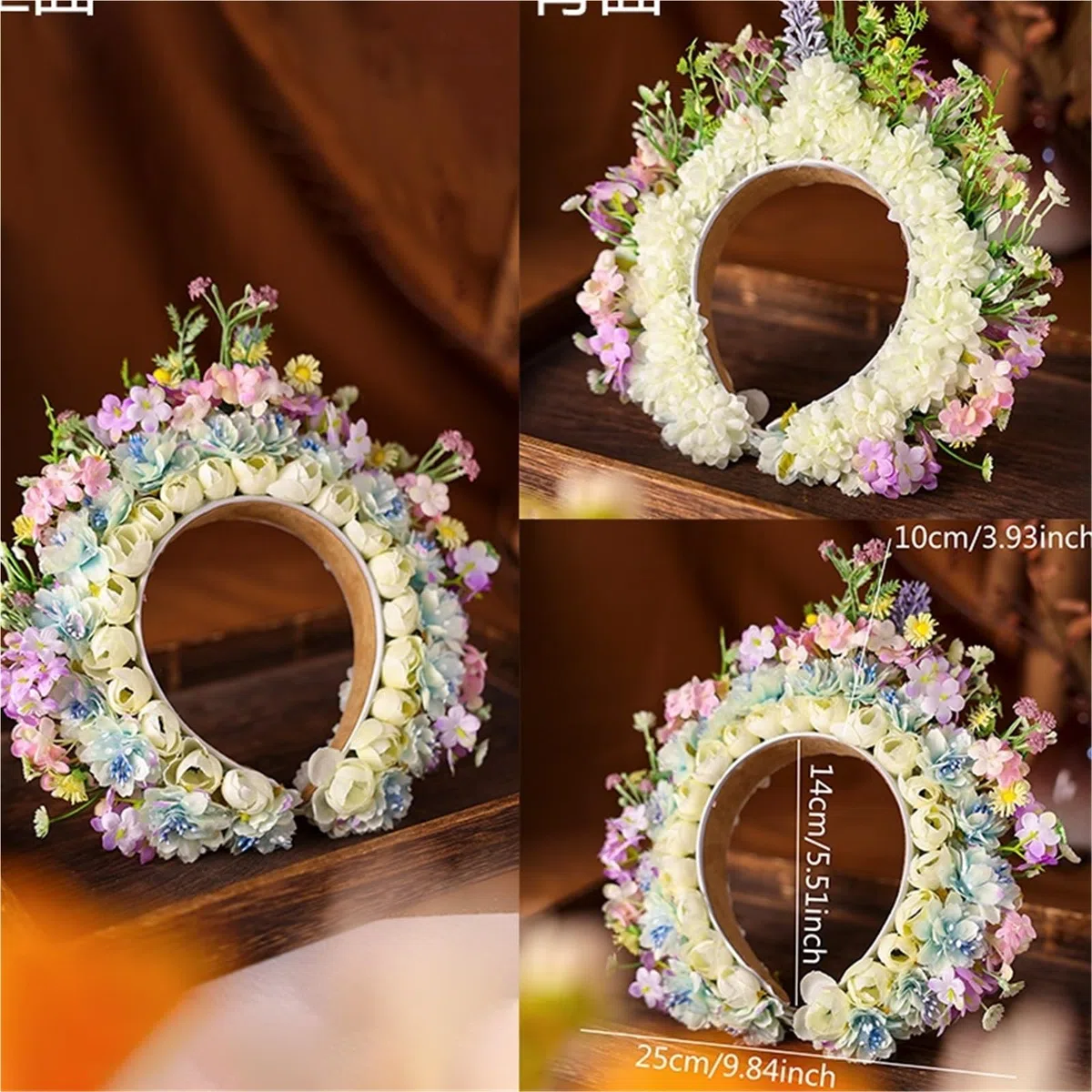 Blumenkranz Haare Braut-Seidenblumen-Stirnband, handgefertigt, dreidimensionaler großer Kranz, Ball, Kopfbedeckung, Hochzeit, Haarschmuck(Color5)