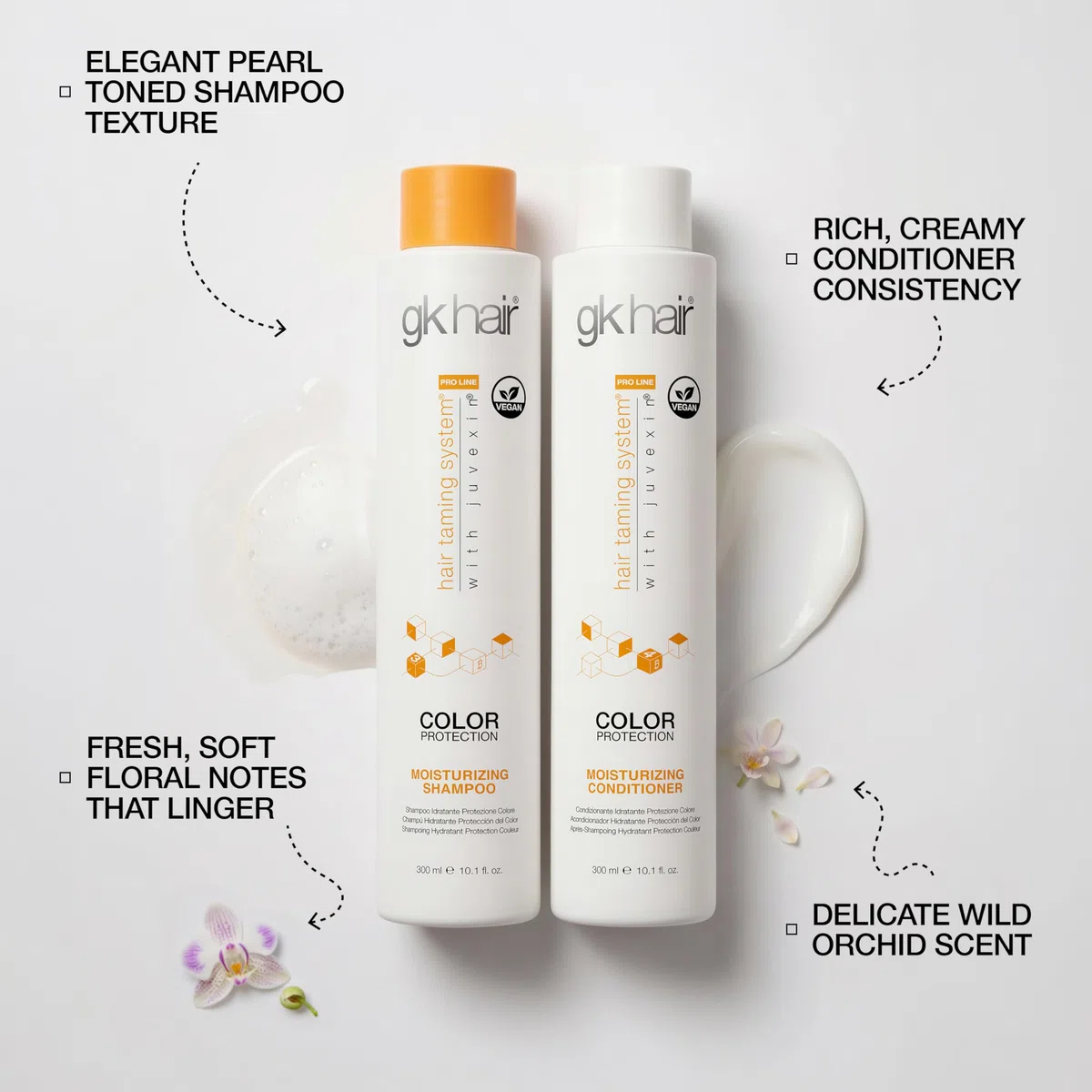 GK HAIR Farbschutz Feuchtigkeits-Shampoo und Spülung Set, Sulfat- und Parabenfrei, mit Arganöl, 300ml