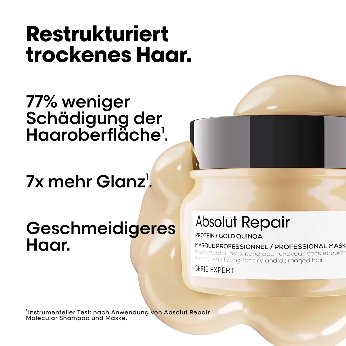 L'Oréal Professionnel Reparierende Haarmaske für strapaziertes und trockenes Haar, Mit Quinoa, Serie Expert, Absolut Repair Maske