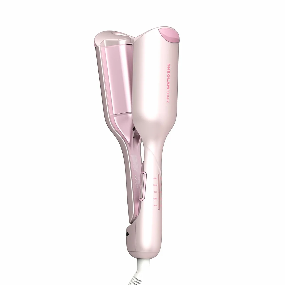 SHEGLAM Cupid's Charm Beach Babe Welleneisen für Haare 2 Barrel Kreppeisen mit Smart-Timer, einstellbarer Temperatur, Dual Voltage, Anti-Scald Lockenstab für Beach Waves & Mermaid Hair (25mm)