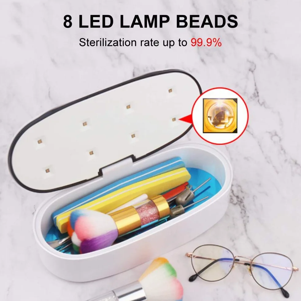 UV-Desinfektionsbox, Protable Multifunktions-UV-Lichtsterilisator, elektrische Desinfektionsreinigungsmaschine für Rasierer, Nagelscheren, Make-up-Werkzeuge, Nail Art-Geräte(Weiß)