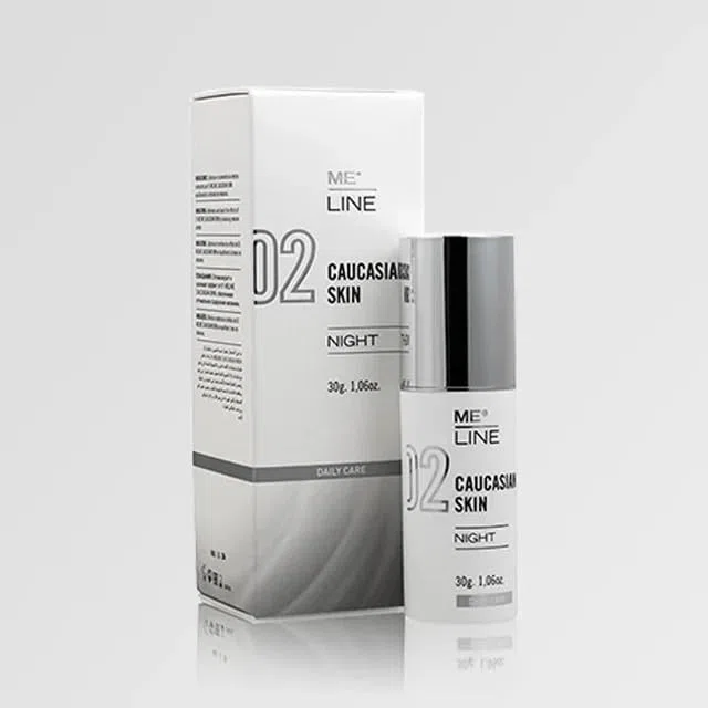 MeLine 02 Caucasian Skin Night Emulsion 30 g, Depigmentierende Behandlung für helle Haut, Melasma und dunkle Flecken