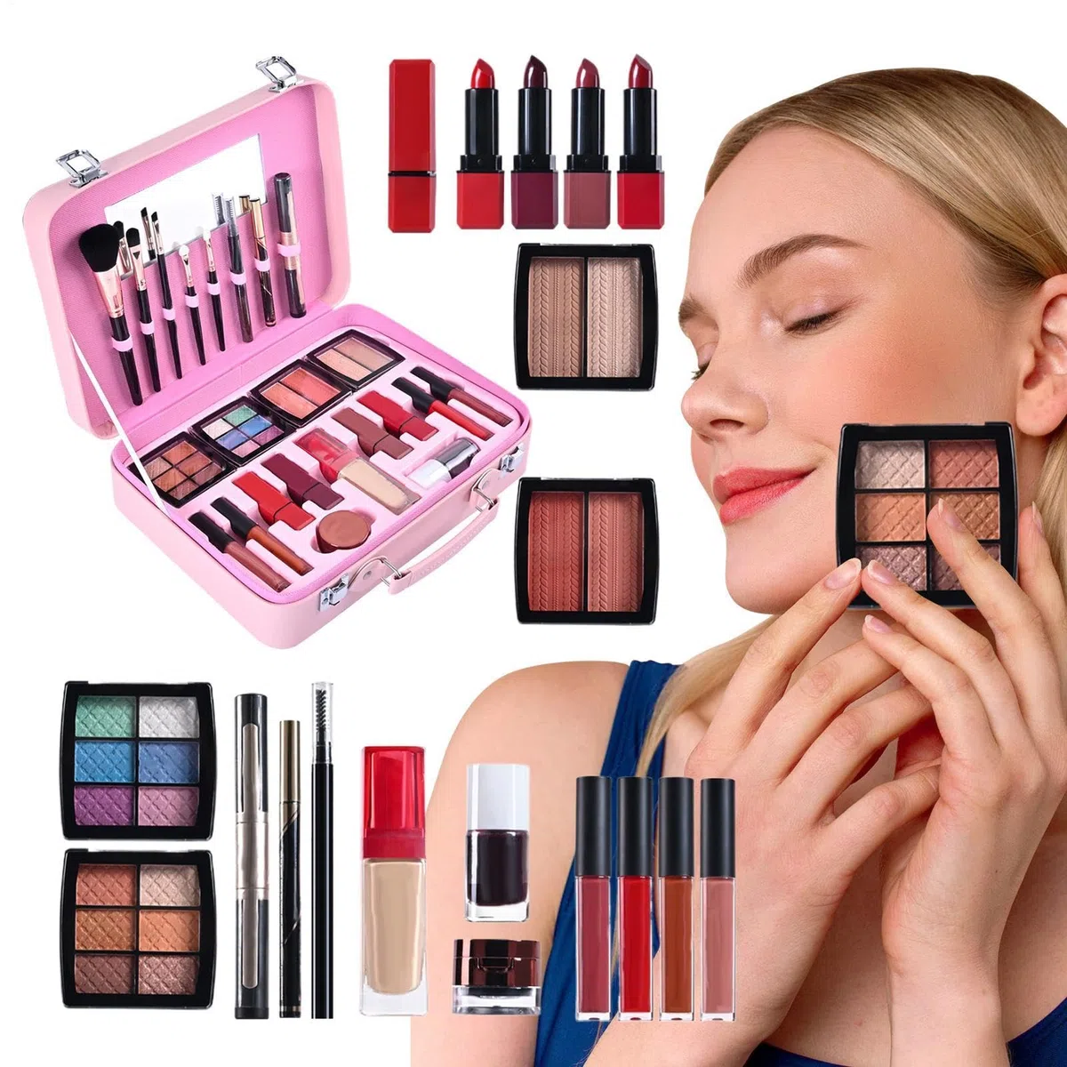 Make-up Set für Anfänger Wasserfeste Kosmetik | Langanhaltendes Wasserfestes Kosmetik-Set Für Anfänger für Damen, Mütter, Freundinnen und Bühnenauftritte