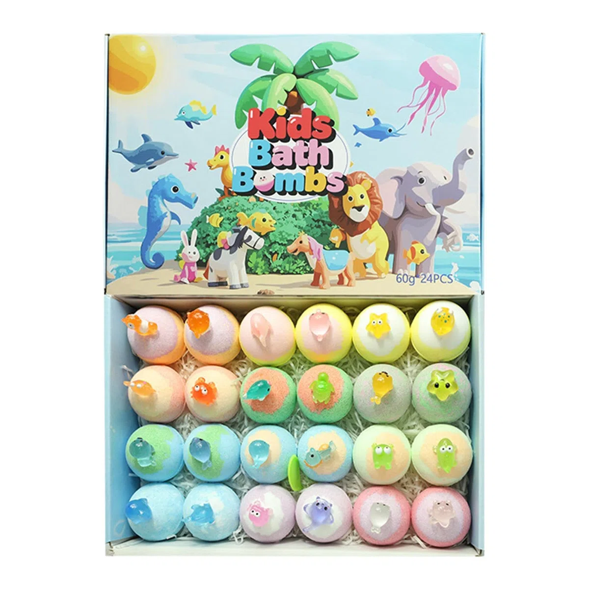 Badesalz-Ball 24 Stück Erfrischende Körperreinigung | Badesalz mit Spielfigur für Mädchen Spa Zuhause Bad Reisen Hotel