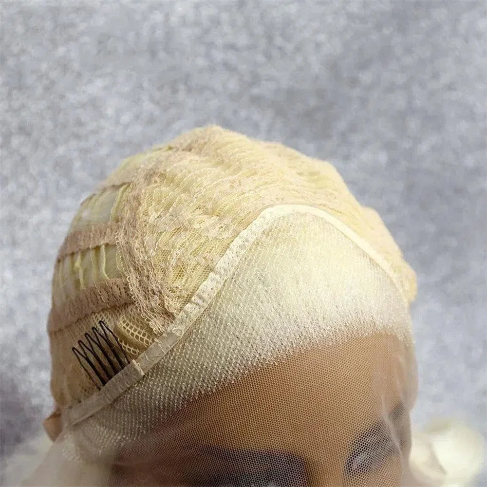 Haarpflege Kurze Blonde Lockige Bob-Spitzenperücke Für Frauen Natürlicher Haaransatz Hitzebeständige Perücken