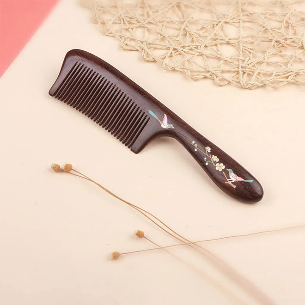 Haarkämme, handgefertigt, bemalter Haarkamm aus Ebenholz, Kamm für Männer und Frauen, geeignet für zu Hause, tragbar, tragbarer Kamm für Haarstyling, Haarbürste