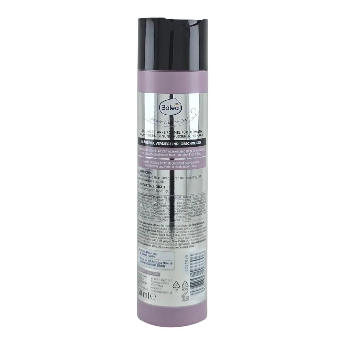 Balea GLOW & SHINE Komplett-Set (5-teilig) | Ultimatives Haarpflege-System für Spiegelglanz mit Shampoo, Spülung, Laminier-Kur, Hitzeschutz & Finishing Spray | mit Glykol-Glossing-Technologie