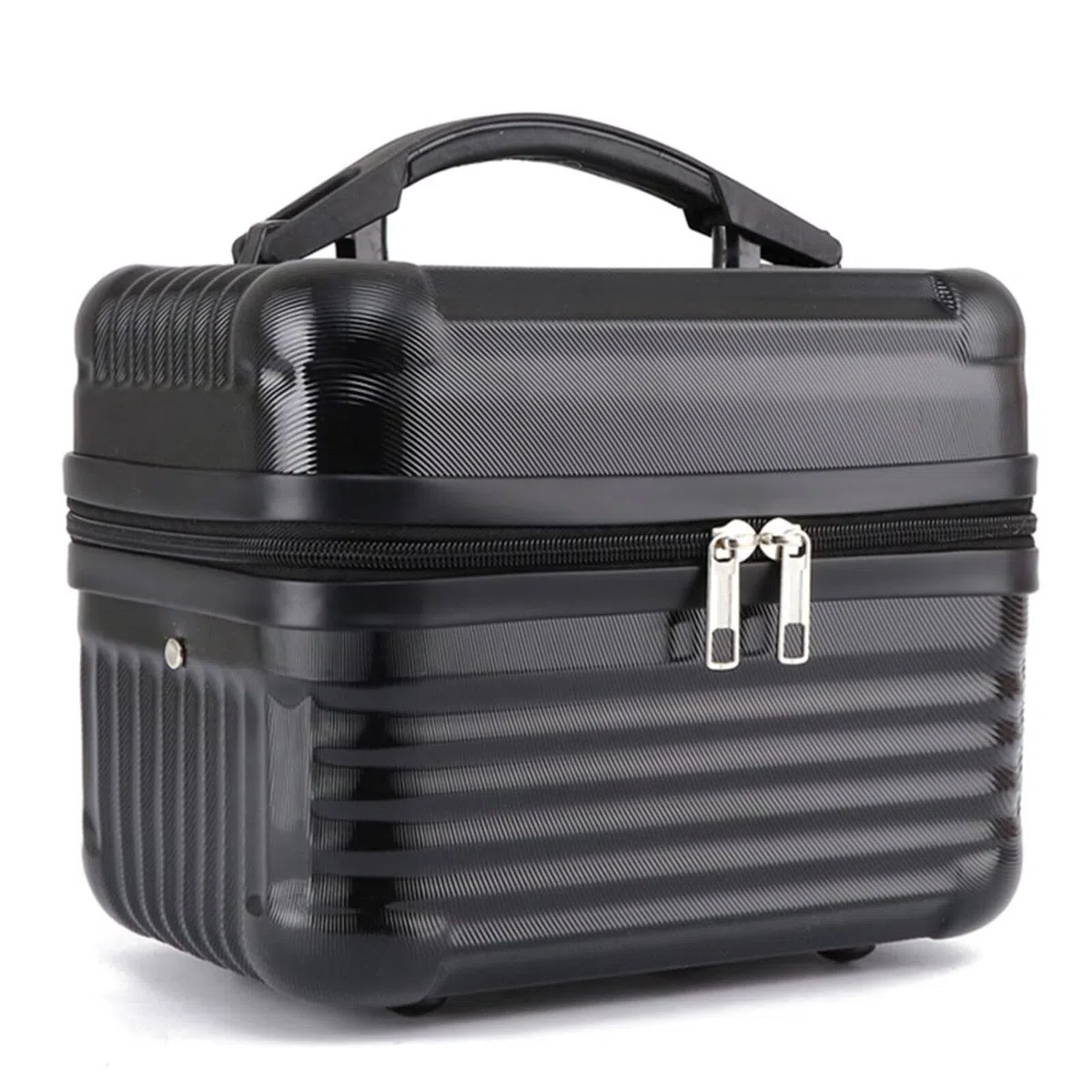 Make-up-Tasche, tragbare Kosmetiktasche mit großem Fassungsvermögen, Kosmetik-Aufbewahrungstasche im Eisenbahn-Design, Make-up-Tasche mit Pinsel-Organizer, Reisetasche, Geschenk für Frauen (Schwarz)