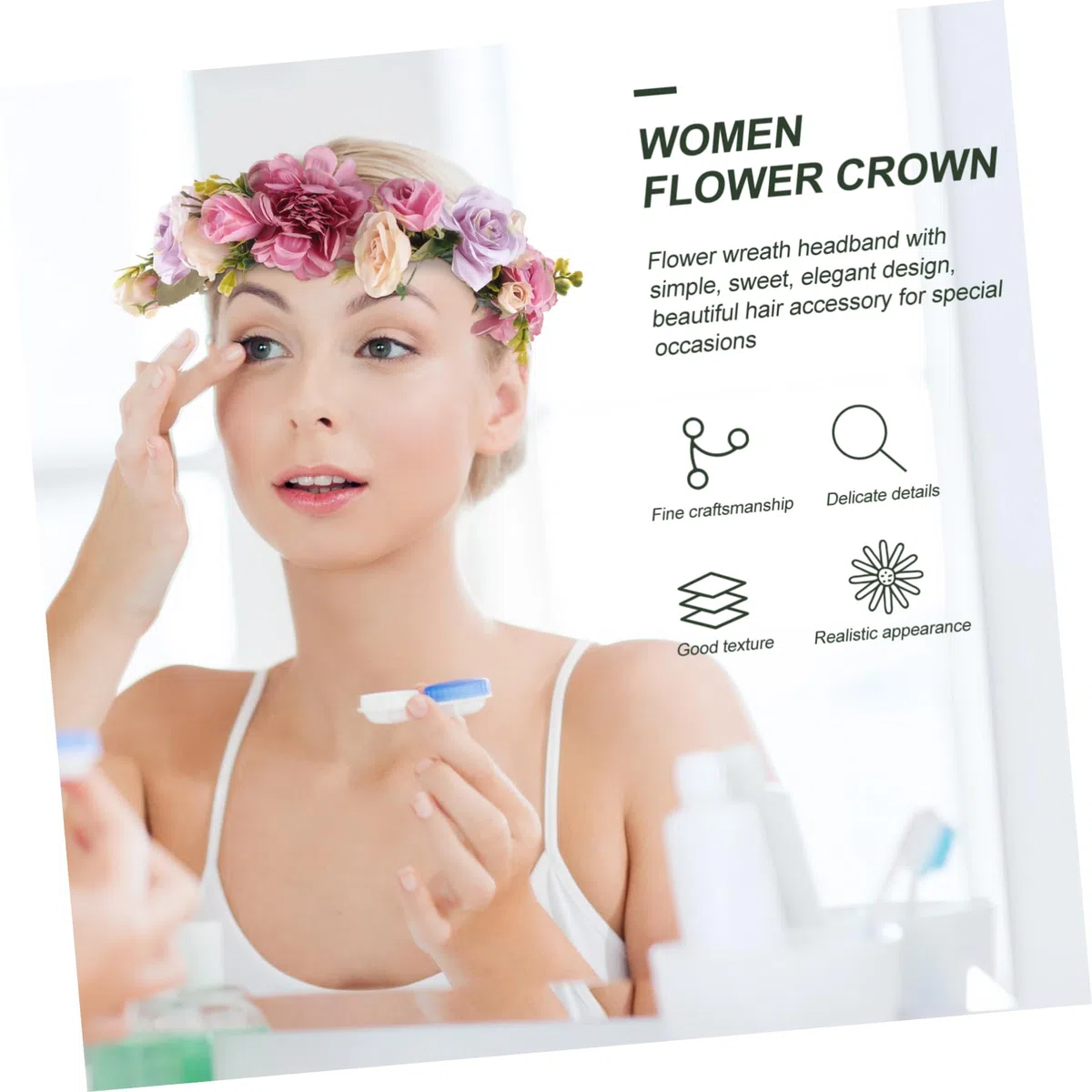 FRCOLOR 5 Stück Braut Stirnband Brautjungfern Haargummi Haarschmuck Für Die Braut Rosen Stirnband Verzierte Stirnbänder Für Frauen Kopfband Tiara Krone Für Mädchen Seidenstoff
