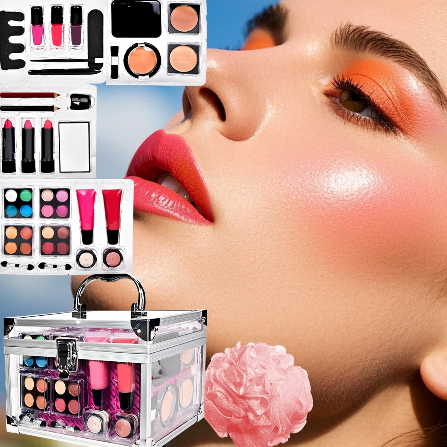 Teenager Make-up Set Schminkpalette Mit -Puder & Lidschatten | Lidschatten Rouge Pinsel Set Für Jugendliche Reise Theater Hochzeit Halloween Alltag