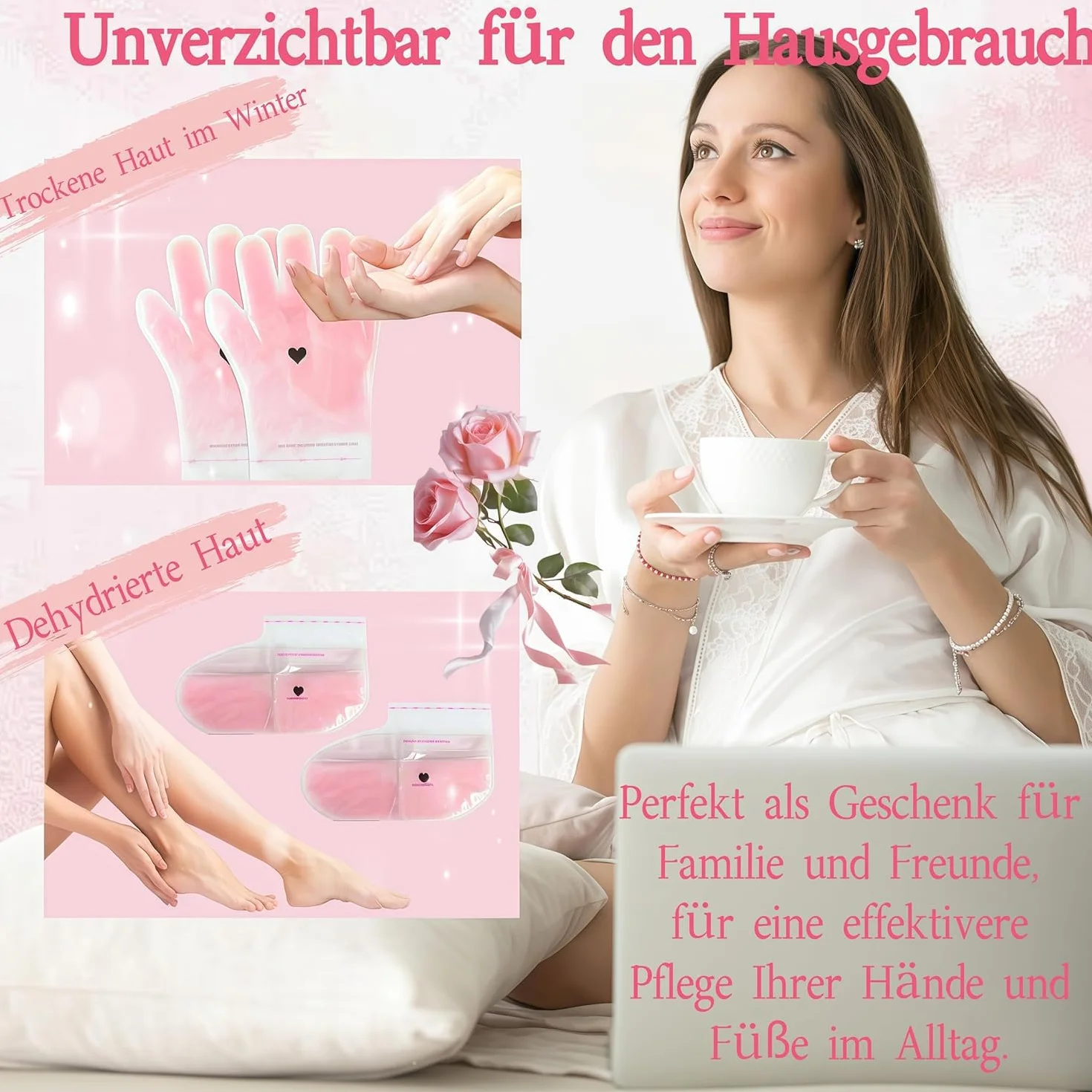 4er-Set Paraffinwachs-Handschuhe & Fußüberzüge Herbst Feuchtigkeitsspendende Hand- & Fußpflegesocken | Haus-Spa Pflege & Beruhigt und repariert die Haut nach dem Sonnenbad