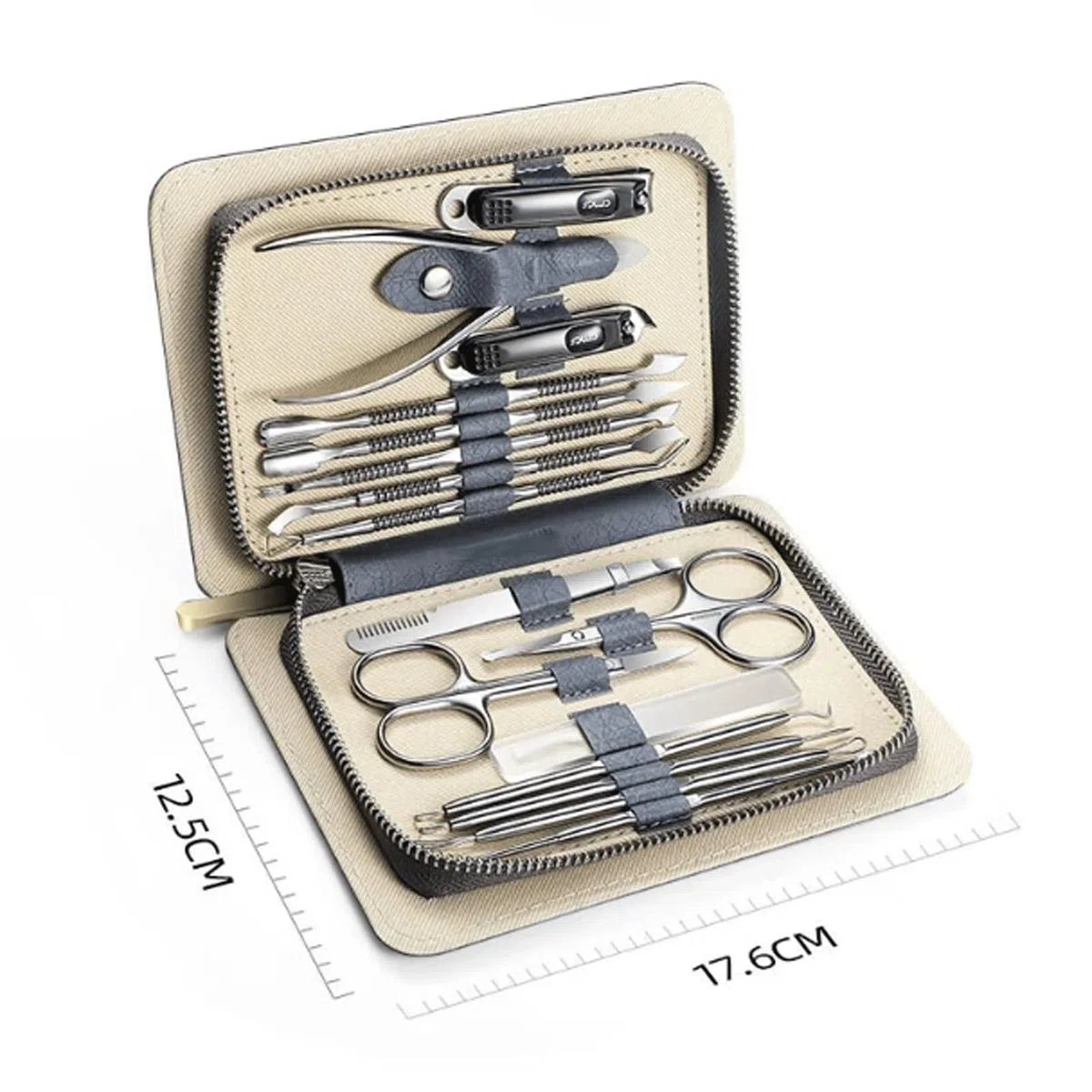 Nagelknipser 16-teiliges Nagelknipser-Set aus Edelstahl, Nagelpflegeset mit Aufbewahrungsbox mit Reißverschluss, professionelles Pediküre-Set für Anfänger Maniküre