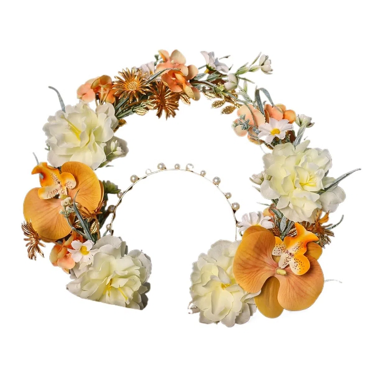 Haarreif mit künstlicher Blumenkrone Künstliches Blumenkronen-Tiara-Haarband for Frauen, Braut, Hochzeit(Color2)