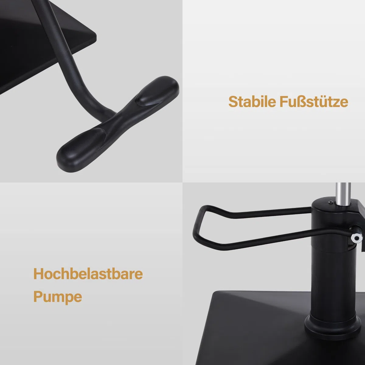 Barberpub Friseurstuhl mit Hydraulikpumpe 360° Drehbar, Friseureinrichtung Barber Stuhl Höhenverstellbar, Friseursessel PVC Kunstleder, 2058 (Schwarz)