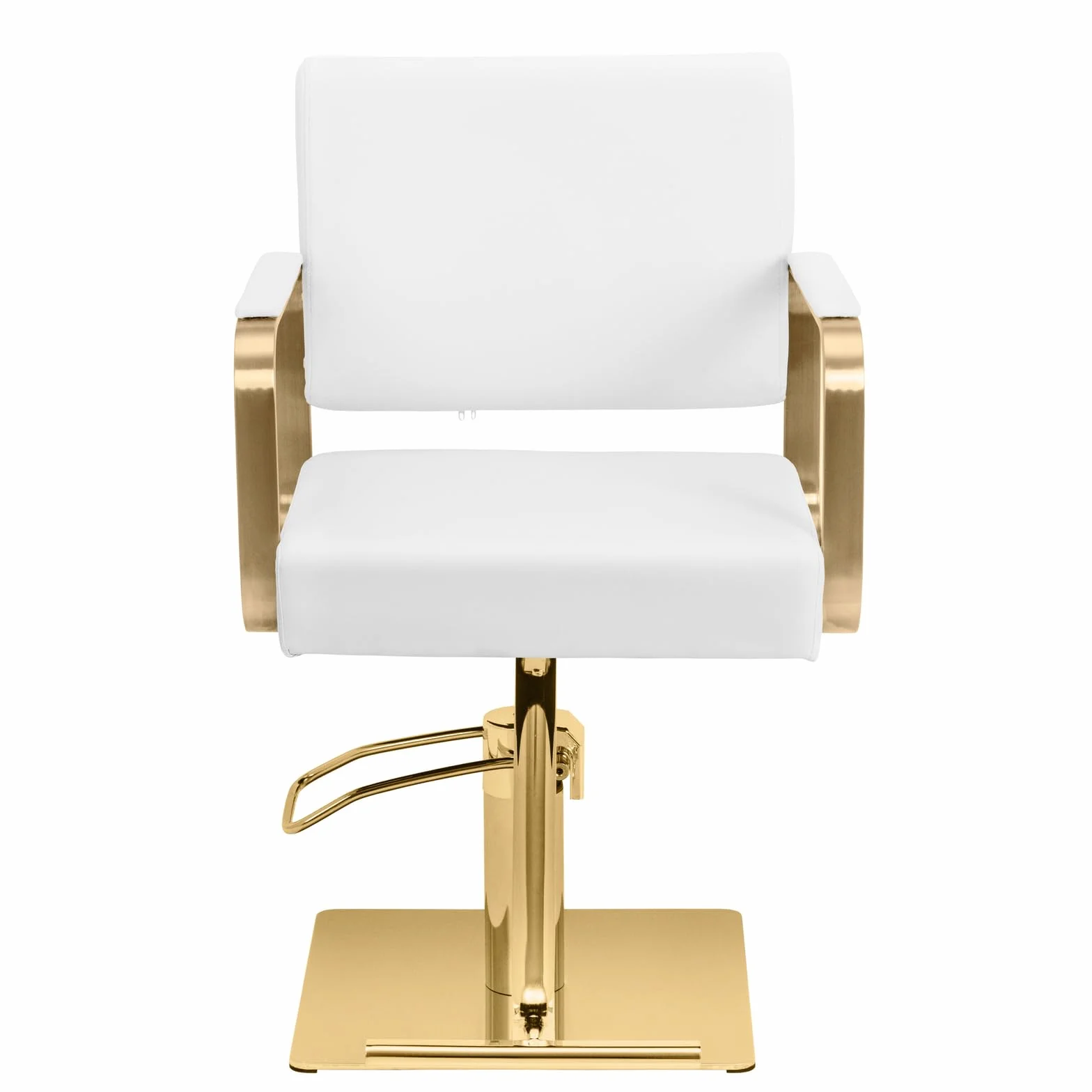 Physa Friseurstuhl mit Fußstütze weiß/golden 50-66 cm höhenverstellbar 360° drehbar Edelstahl Barberstuhl