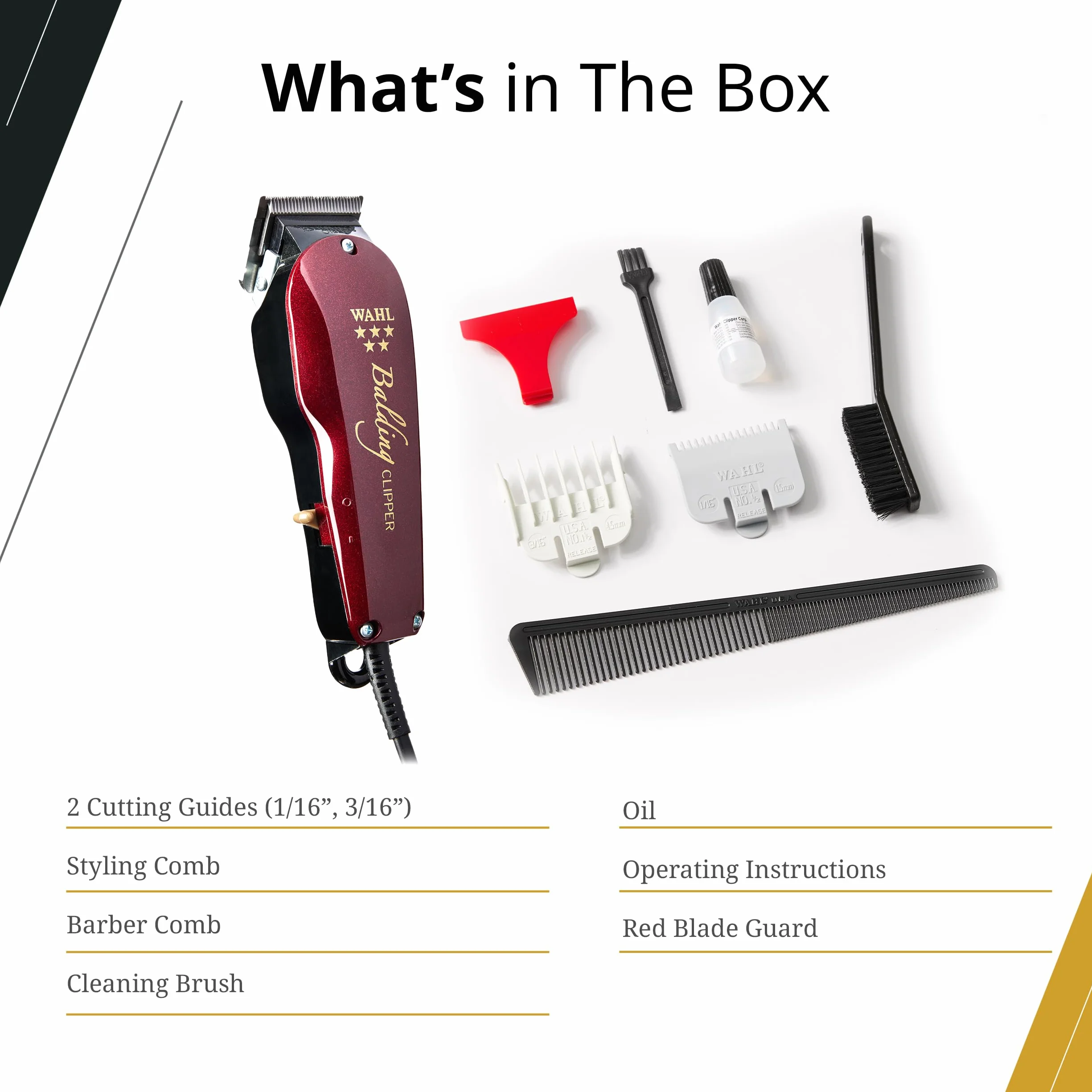 Wahl Balding, Glatzenschneider nah an der Kopfhaut, Schwarz/Rot | Glatzenschneider mit Zero-Overlap, V5000-Motor, präzisionsgeschliffene Klingen, 2 Aufsätze 1,5 und 4,5 mm, kabelgebunden