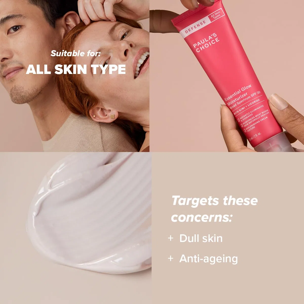 Paula's Choice Glow Tagescreme LSF 30, Leichte Textur, 60 ml | Anti-Aging - Sonnencreme Gesicht - Anti Falten - Spendet Feuchtigkeit & Schützt - mit Antioxidantien & Arganöl